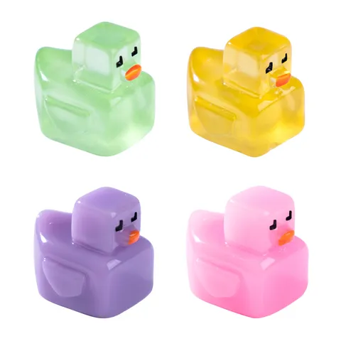 Creative Luminous Grid Block Little Yellow Duck Resin Figurine Miniature DIY Micro Landscape Desktop Ornament Accessory