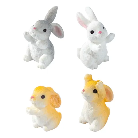 Mini Figuras de Conejo de Pascua de Resina Musgo Micropaisaje Manualidades DIY Escritorio Coche Adornos Accesorios de Decoración del Hogar