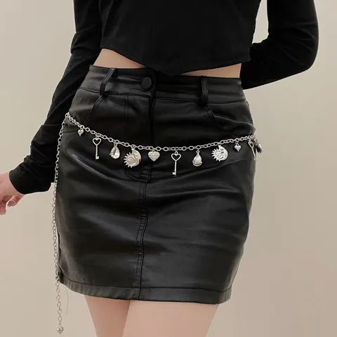 Catena da Vita Retrò Minimalista Con Ciondoli Sole e Cuore Donna Oro Argento Lega Strass Catena per il Corpo Gioielli Moda