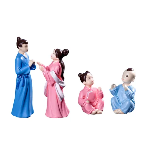 Miniature Resin Figurines Cowherd Weaver Girl Cute Cartoon Couple DIY Micro Landscape Desk Ornament Garden Decoration