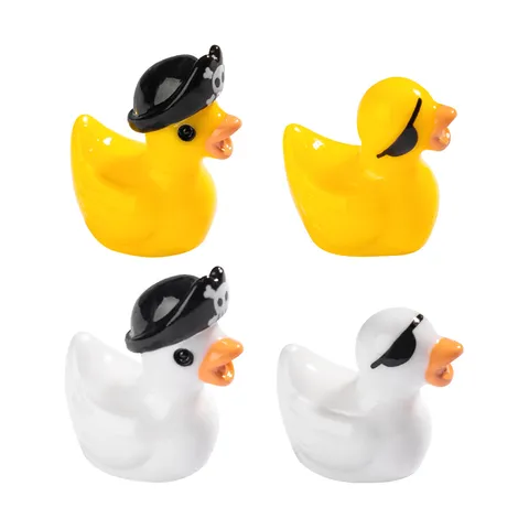 Cartoon Resin Pirate Little Yellow Duck Miniature Figurine Micro Landscape Beach Sandbox DIY Accessories Desktop Ornament
