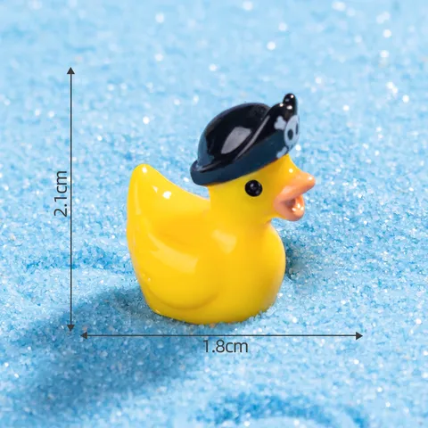 Cartoon Resin Pirate Little Yellow Duck Miniature Figurine Micro Landscape Beach Sandbox DIY Accessories Desktop Ornament