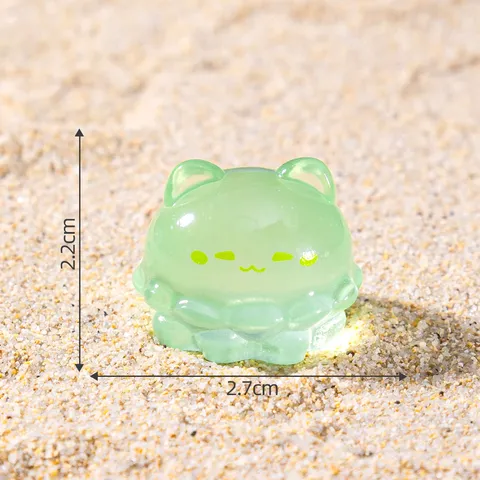 Figurines Miniatures Lumineuses en Résine Chat Méduse Mignon Animal Dessin Animé Aquarium Micro Paysage Ornements Table Maison Décoration Accessoires