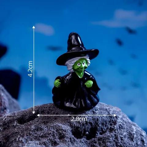 Resina Halloween Figuritas en Miniatura Micro Paisaje Calabaza Fantasma Bruja Búho Adornos Para Bricolaje Escritorio Decoración