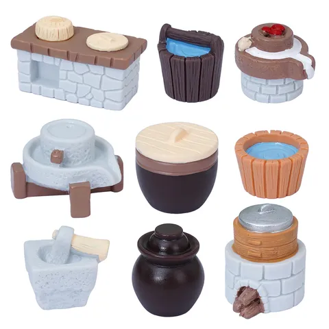 Miniatura in Resina Stoviglie di Campagna Stufa Mulino in Pietra Casa delle Bambole DIY Accessori Decorativi Micro Paesaggio Artigianato Ornamenti