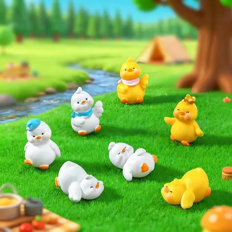 Mini Mignon Jaune Blanc Canard Résine Figurine Bureau Ornement Micro Paysage DIY Artisanat Décoration Intérieure de Voiture
