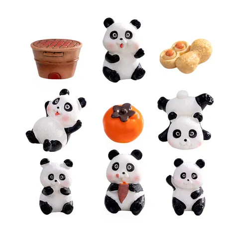 Mini Resin Panda Miniature Figurines Cute Animals Tea Stove Ornaments DIY Micro Landscape Desktop Decoration Accessories