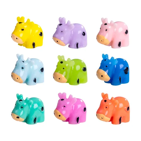 Miniature Resin Cow Figurine Cute Cartoon Animal Micro Landscape Garden Decor DIY Terrarium Accessories