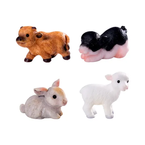 Mini Harz Tier Figuren Süße Cartoon Bauernhof Tier Schreibtisch Ornament Mikrolandschaft DIY Handwerk Dekor