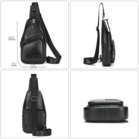 Heren Echt Lederen Borsttas Casual Meerdere Vakken Waterdicht Crossbody Tas Mode Reizen Rugzak