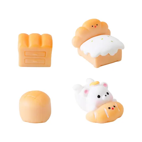 Miniature Creative Bread Bear Bedroom Furniture Figurines Resin Cartoon Dollhouse DIY Table Decoration Animal Crafts Ornaments