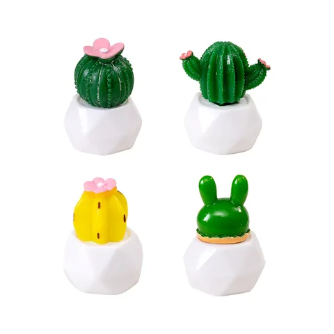 Miniature Resin Simulation Cactus Succulent Potted Plants Cartoon Artificial Desktop Ornaments Car Micro Landscape DIY Decor