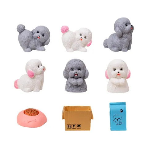 Figurine di Cani in Miniatura Simpatici Ornamenti in Resina per Cani Micro Decorazioni Paesaggistiche per Portachiavi Fai-da-te Accessori per Casa delle Bambole da Tavolo Stile Barboncino