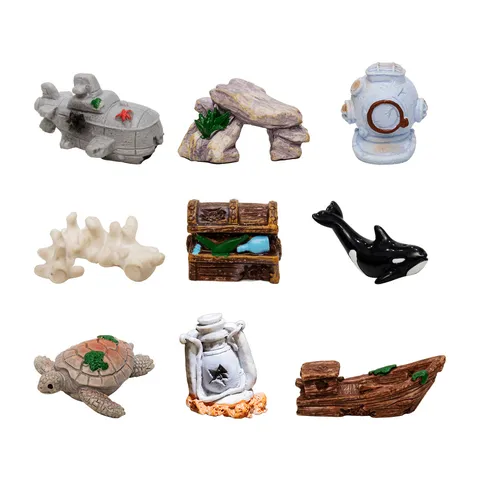 Simulation Ocean Animal Resin Ornament Mini Whale Skull Rockery Aquarium Fish Tank Landscaping Miniature DIY Crafts Accessories Home Desktop Decor