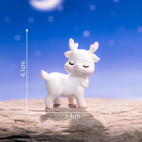 Cute Cartoon Pink Deer Resin Figurine Miniature Micro Landscape DIY Craft Desktop Car Interior Decorative Ornament