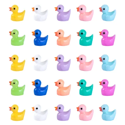 Mini Figurine de Petit Canard en Résine Ornement Mignon de Micro Paysage Animal de Dessin Animé Coloré Décor de Bureau Accessoires de Bricolage