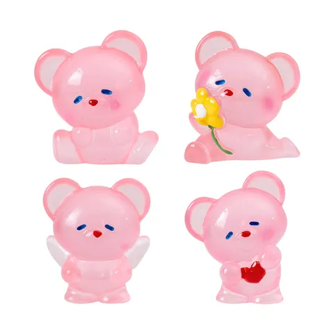 Joli Petit Ours Lumineux Figurine Résine Micro Paysage Bureau Voiture Ornement