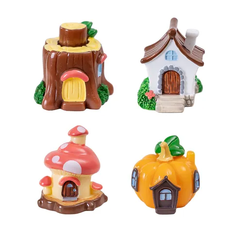Figurine Miniature en Résine Maison Champignon Citrouille Jardin de Fées Décoration Terrarium Mousse Accessoires Micro Paysage