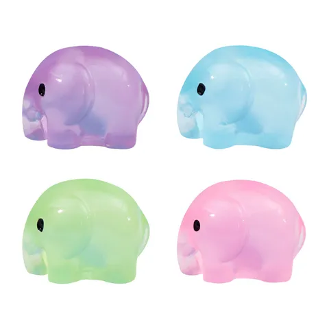 Miniature Luminous Elephant Figurine Resin Cartoon Glow Animal Statue For Micro Landscape Succulent Garden Desktop Decor