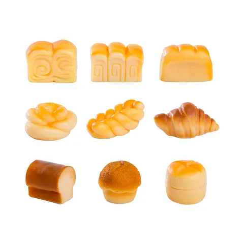 Mini Simulation Resin Bread Miniature Food Play Figurine DIY Keychain Accessories Desktop Micro Landscape Ornament