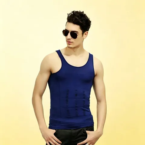 Men's Body Shaper Compression Vest Slimming Tank Top Tummy Control Athletic Undershirt Seamless Shapewear Breathable Polyester Top
