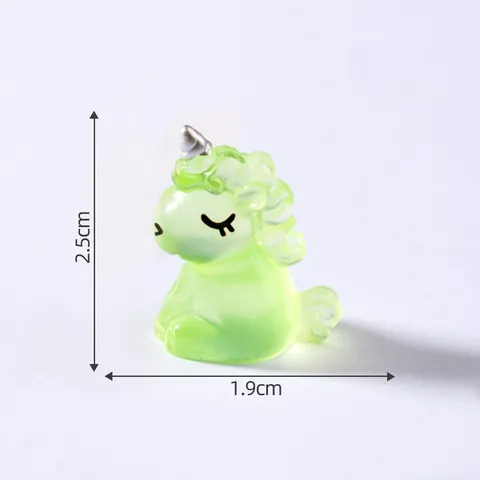 Luminous Resin Cartoon Unicorn Figurine Miniature Micro Landscape Ornament Cute Animal DIY Car Interior Table Decor