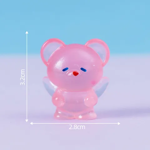 Joli Petit Ours Lumineux Figurine Résine Micro Paysage Bureau Voiture Ornement