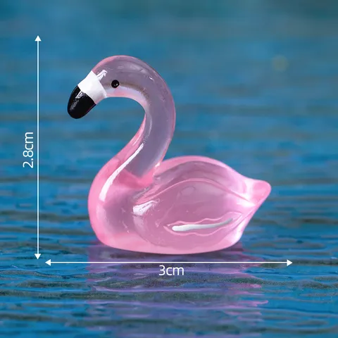 Figurine Miniature Lumineuse Créative en Résine de Flamant Rose Mignonne Micro Paysage Aquarium Mousse Terrarium Décoration de Bureau
