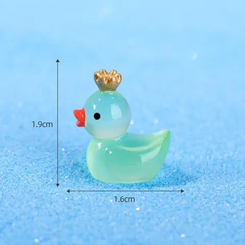 Luminous Crown Little Yellow Duck Resin Figurine Miniature Micro Landscape Aquarium Decor Cute Animal Ornament Desktop Toy