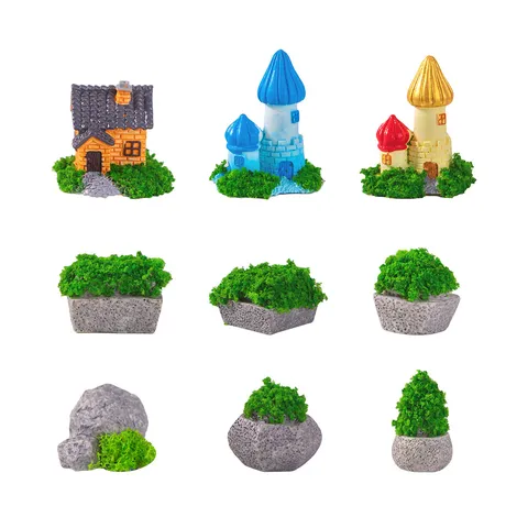 Micro Landscape Gardening Moss Landscaping Miniature Resin House Castle Model DIY Decoration Accessories Small Tabletop Ornaments