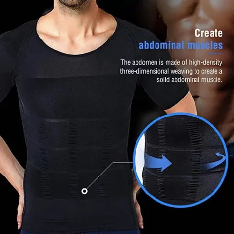Maglietta Modellante a Compressione da Uomo Controllo Pancia Modellante Torace Snellente Top a Maniche Corte Intimo