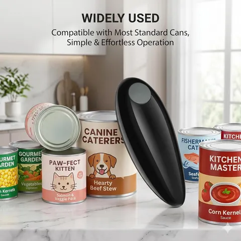 Abrelatas Eléctrico Automático de Plástico One Touch Utensilio de Cocina Borde Liso Abrelatas Portátil para Hogar