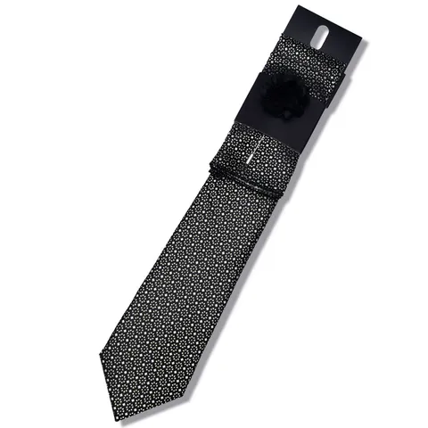 Men Jacquard Woven Necktie Set With Pocket Square Brooch Business Wedding Party Arrow Polyester Silk Neck Tie