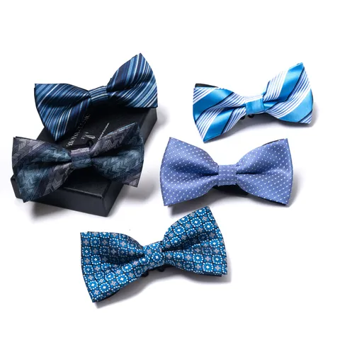 Men Jacquard Bow Tie Business Wedding Party Polyester Silk Pre-Tied Bowtie Trendy Fashion Suit Neckwear Accessory