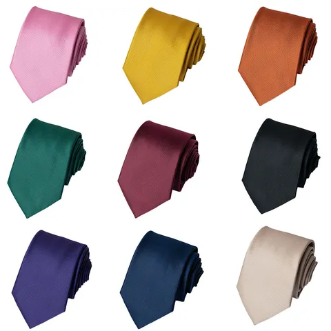 Men's Business Formal Necktie Solid Color Fine Twill Jacquard Classic Suit Tie For Wedding Groom Party Office Career