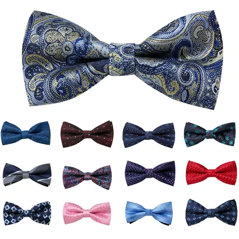 Men's Jacquard Woven Bow Tie Formal Business Wedding Party Tuxedo Bowtie Rayon Neckwear