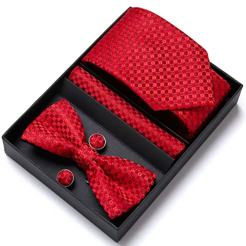 Heren Zijde Jacquard Das Pocket Sjaaltje Strik Manchetknopen Geschenkset Huwelijk Zakelijk Formeel Pak Accessoires