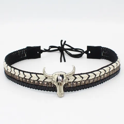 Western Cowboy Hutband Leder Metall Stierkopf Türkis Hut Accessoires Vintage Jazz Hut Dekorativer Gürtel