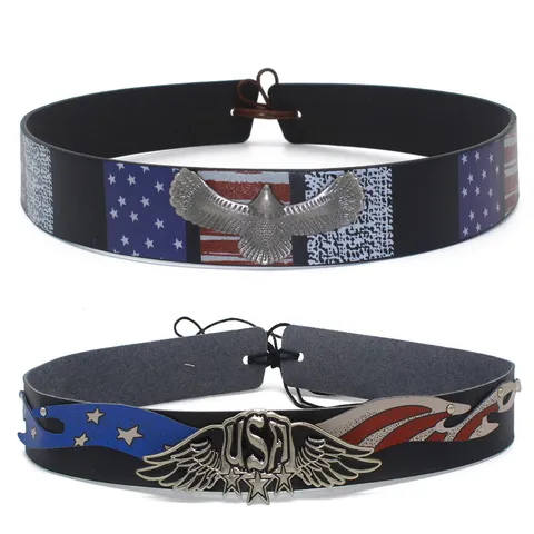 Western Leather Hat Bands For Cowboy Jazz Hats DIY Decorative Metal Bull Head Eagle Heart Rhinestone Buckle Accessories
