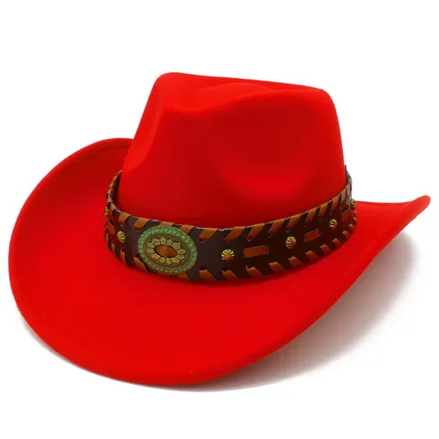 Ethnic Western Cowboy Hat With Woven Leather Band Metal Buckle Vintage Jazz Fedora Hat For Travel Vacation Unisex