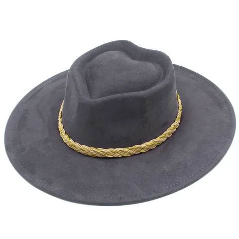Herz-Kronen Wildleder Fedora Hut Für Herren Damen Breite Krempe Sonnenhut Mit Geflochtenem Band Western Party Jazz Hut