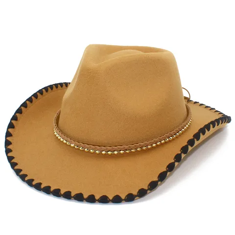 Vintage Color Block Fedora Jazz Hat For Men Women Wide Brim Cowboy Sun Hat With Braided Band Beads For Party Outdoor