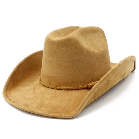 Retro Western Cowboy Hat For Men Women Polyester Faux Suede Wide Brim Fedora Hat Casual Outdoor Sun Protection Jazz Top Hat