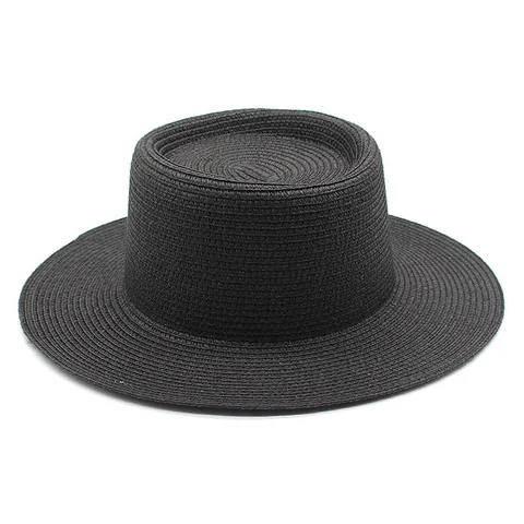 Sombrero de Paja Tejido Simple para Mujeres Hombres Protección Solar Canotier Sombrero Verano Playa Viaje Exterior Visera Solar
