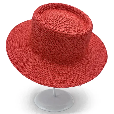 Sombrero de Paja Tejido Simple para Mujeres Hombres Protección Solar Canotier Sombrero Verano Playa Viaje Exterior Visera Solar