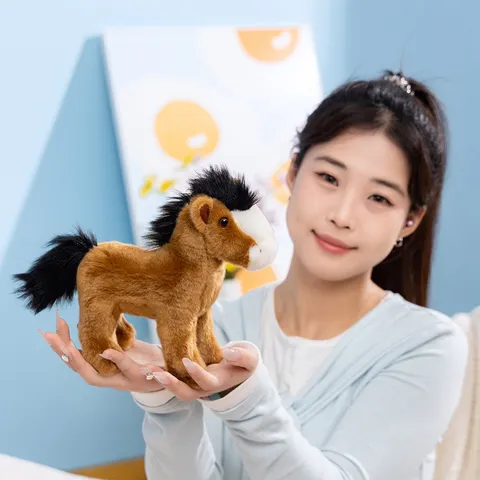 Cute Simulation Brown Pony Plush Toy Stuffed Animal Horse Doll Children Soft Companion Toy