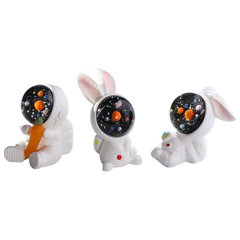 Miniature Astronaut Space Rabbit Resin Figurine Cute Creative Cartoon Desktop Car Decor Micro Landscape Ornament Craft