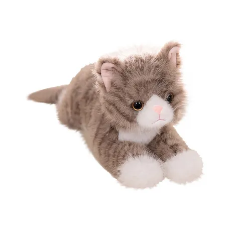 Cute Simulated Kitten Plush Toy Soft Stuffed Cat Doll Lying Cat Pillow Fluffy Animal Companion Birthday Gift