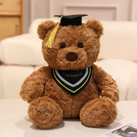 Graduation Teddy Bear Plush Toy Stuffed Animal Doctor Hat And Scarf School Commemorative Gift Cute Doll