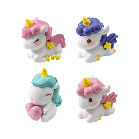 Star Unicorn Micro Landscape Plastic Ornament Cute Cartoon Animal Figurine For Desktop DIY Crystal Ball Cake Decoration